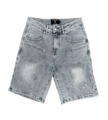 Mixed Emotions Paisley Denim Shorts Blue