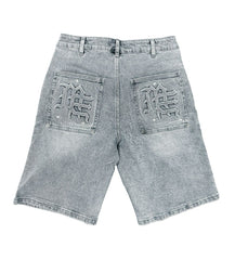 Mixed Emotions Paisley Denim Shorts Blue